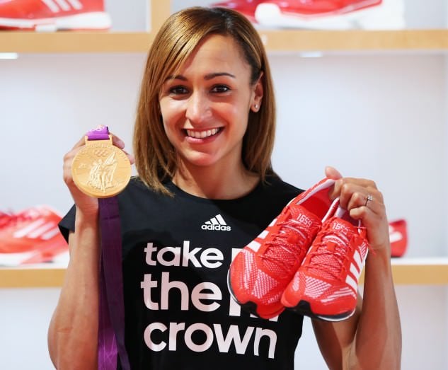 Jessica Ennis with her Gold medal and her Adidas