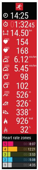 Polar M600 - Running Detail Data