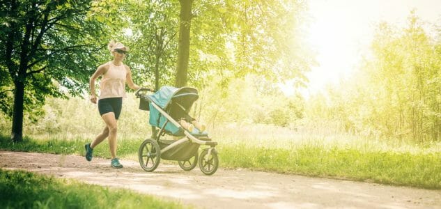 running mom with trolley
