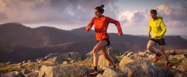 Man and woman racing