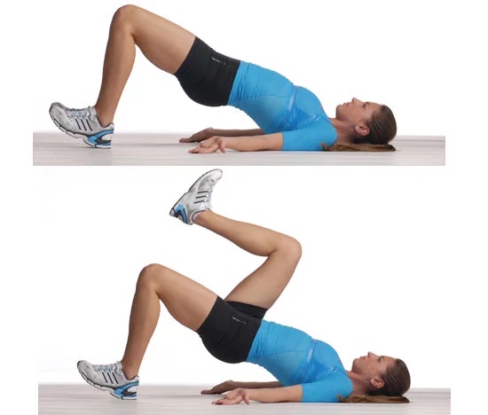 Glute bridge March exercise