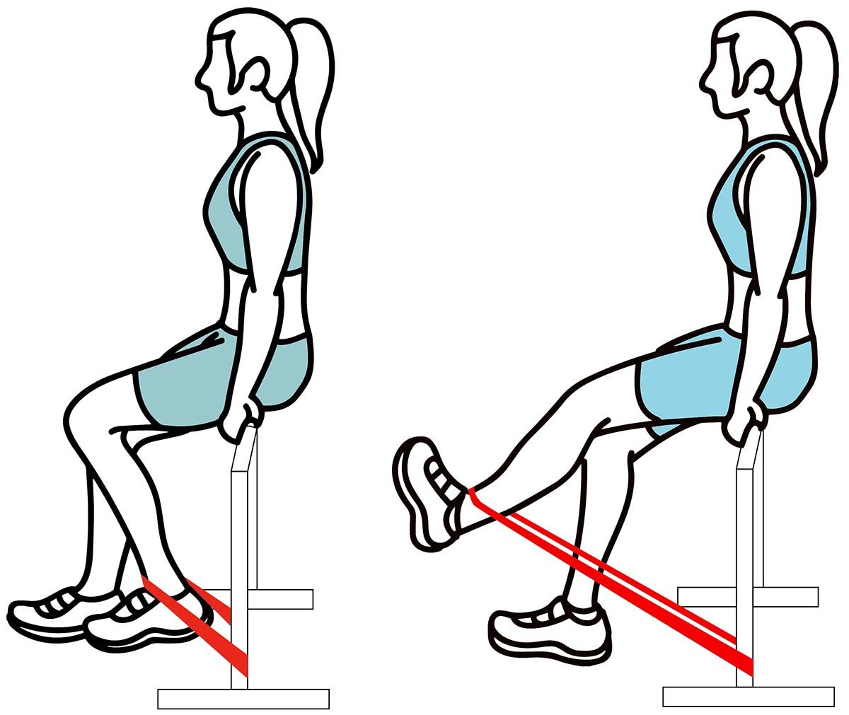 Seated leg ext banded workout