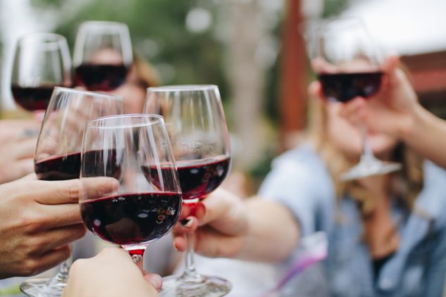 Glasses of wine with friends